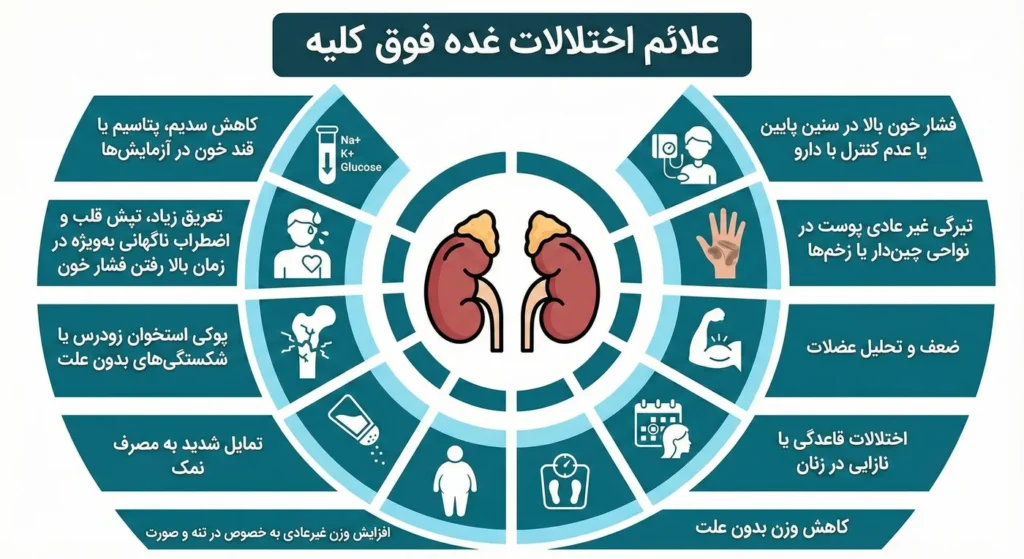 اینفوگرافیک علائم اختلالات غده فوق کلیه